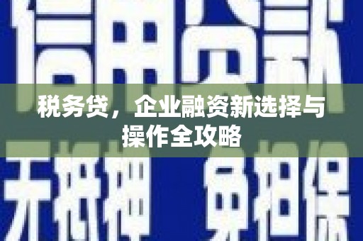 襄汾税务贷，企业融资新选择与操作全攻略