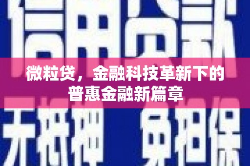 松北微粒贷，金融科技革新下的普惠金融新篇章