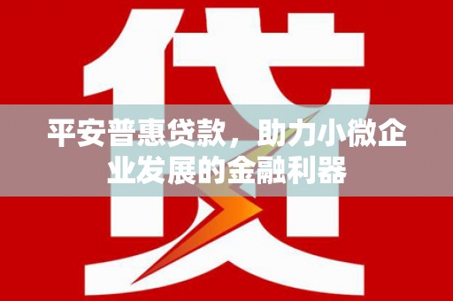 仙桃平安普惠贷款，助力小微企业发展的金融利器