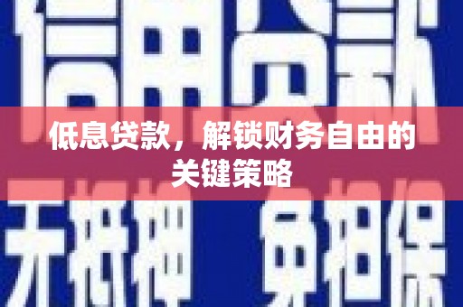 西和低息贷款，解锁财务自由的关键策略