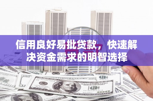 广水信用良好易批贷款，快速解决资金需求的明智选择